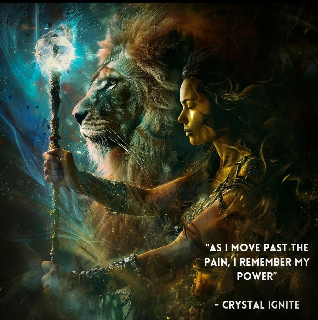 'As I move past the pain, I remember my power'⁠
⁠
- 💎 Crystal Ignite 🔥⁠
⁠
#Empowerment #strengh #abusesurvivor #healing #inspirational #inspirationalquotes #warrior #lion #lioness  #saveourchildren #endchildtrafficking