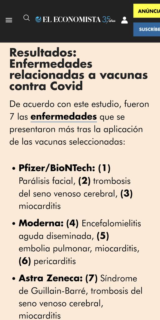 Covid-19: Estudio revela 7 enfermedades relacionadas con las vacunas Pfizer, Moderna y AstraZeneca

eleconomista.com.mx/arteseideas/Co…