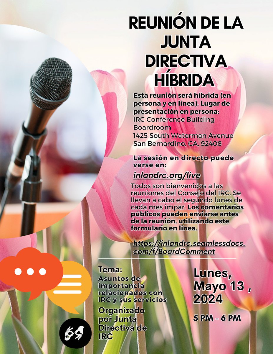 ¡Únete a nosotros para la Reunión de la junta directiva Híbrida! Aprende cómo ver la reunión y enviar comentarios públicos en: inlandrc.org/pec-events/irc…