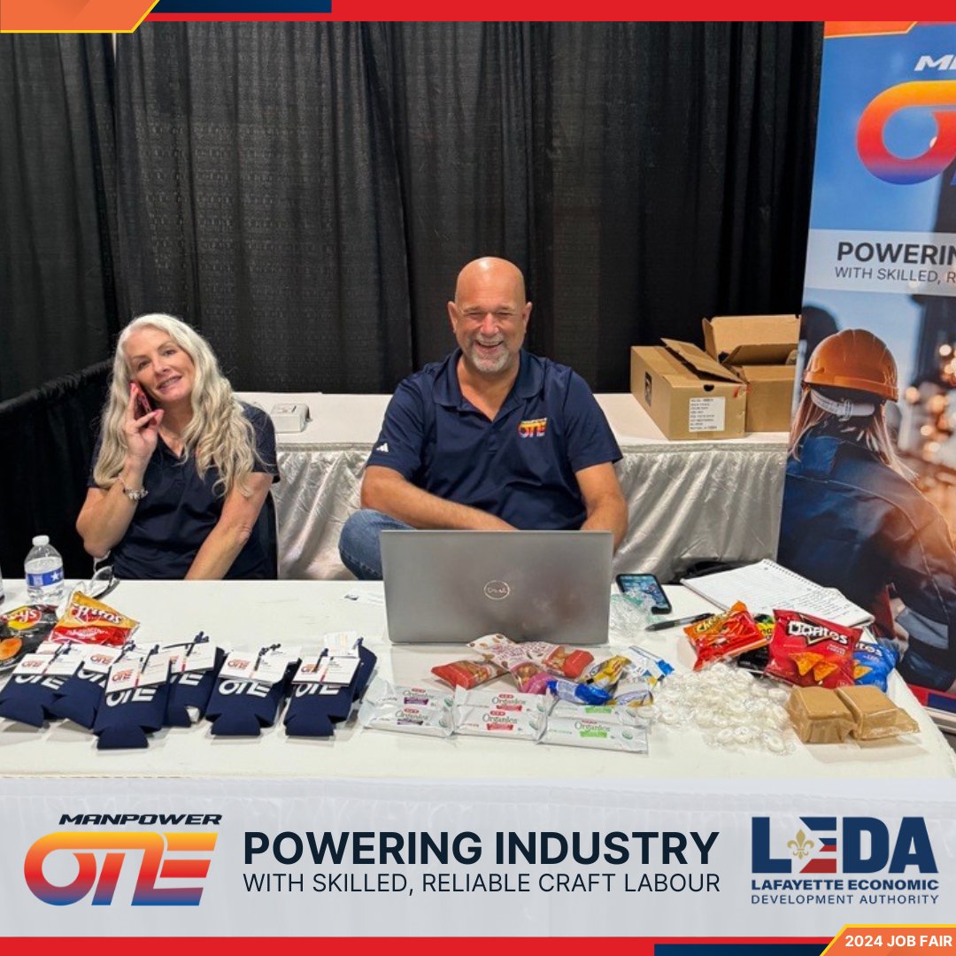 We had a fantastic time at this week's job fair hosted by Lafayette Economic Development Authority (LEDA), connecting with so many talented individuals eager to learn about opportunities at Manpower One. manpowerone.com
#JobFair #CareerOpportunities  #TeamGrowth