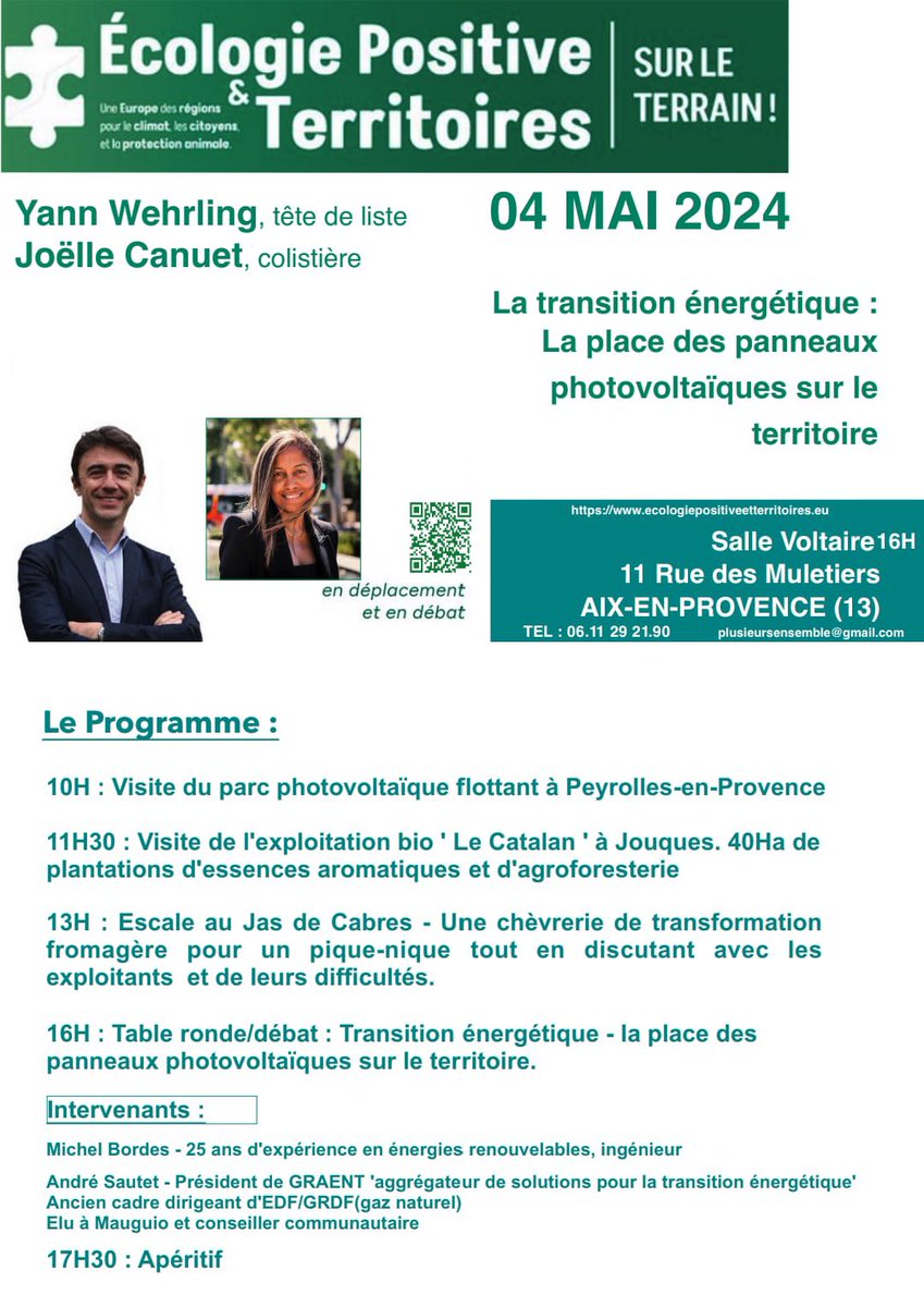 YannWehrling's tweet photo. Rdv samedi 4 à Aix en Provence 
Écologie Positive et Territoires
#europeennes2024 https://t.co/ZEmL8wJAmC