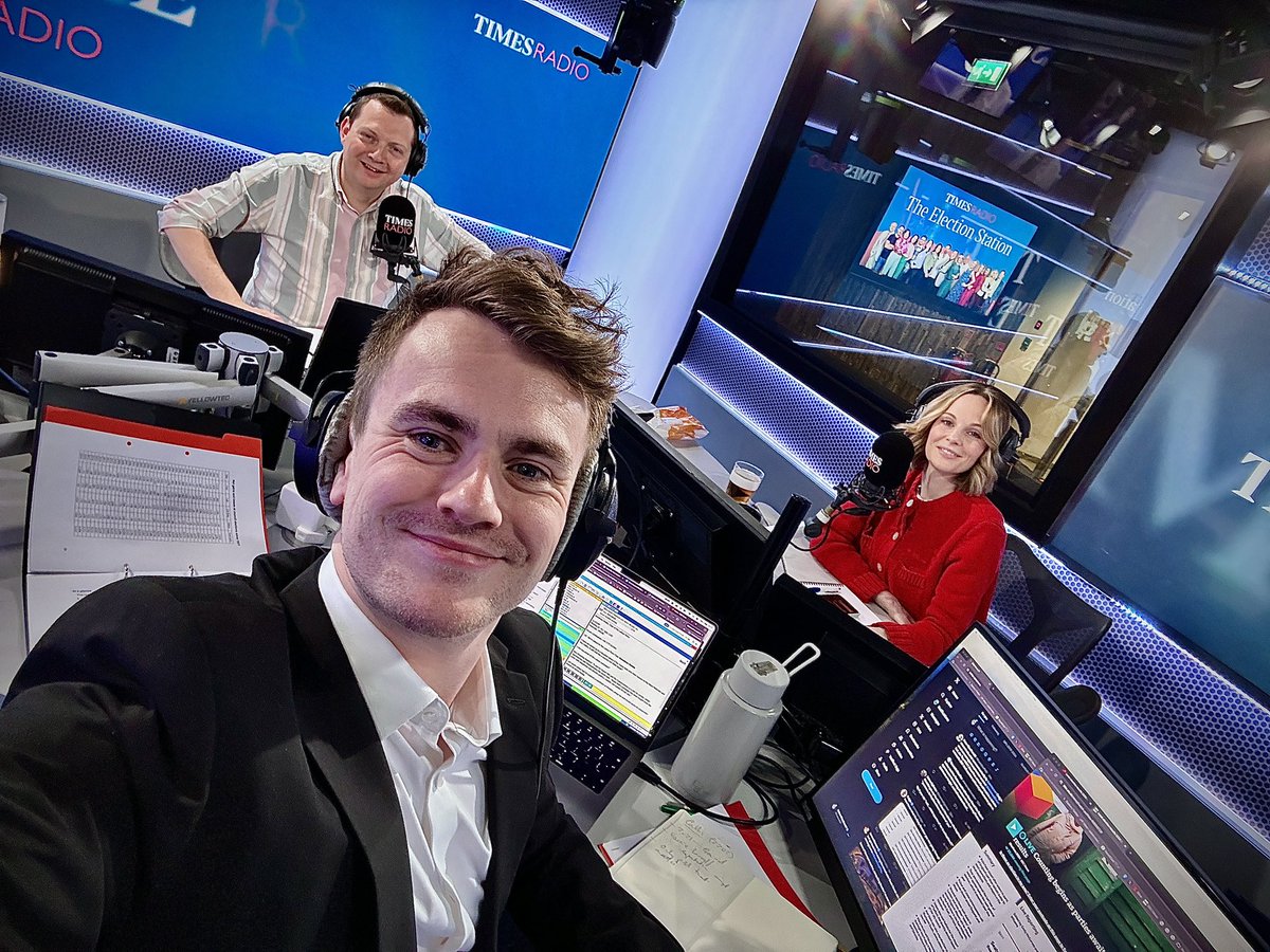 Local Election Night is happening NON STOP @TimesRadio. (Between now and 10am, I’m on air for 9 hours. I have two screens, two suits and a ring binder) We’re already having LOADS of fun. Come join us! @MattChorley @KateEMcCann
