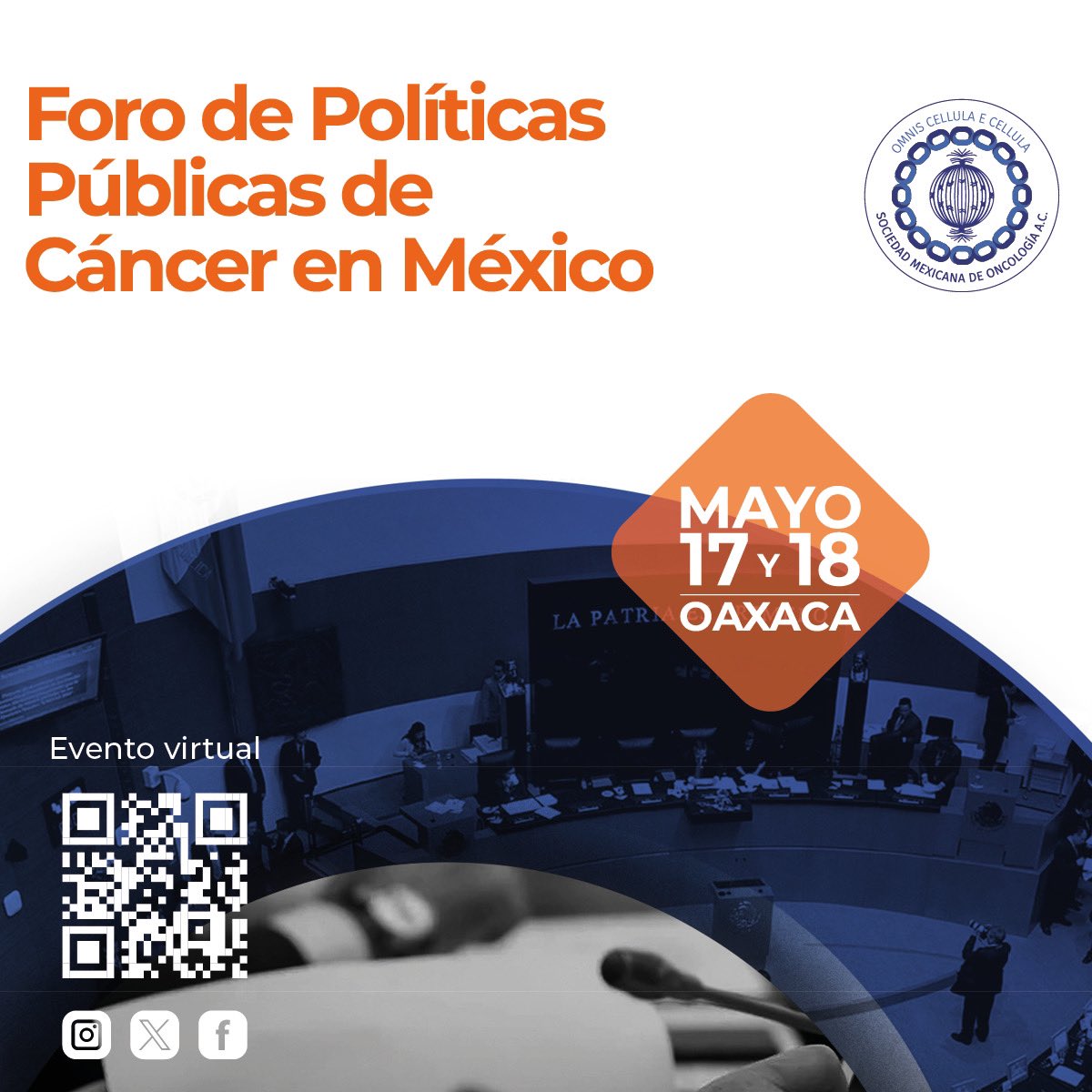 ¡Recordatorio importante! El Foro de Políticas Públicas de Cáncer en México se llevará a cabo los días 17 y 18 de mayo de 2024 No olvides registrarte para seguir la transmisión en línea: shorturl.at/fkAJS #todosomosmeo #Oncology #ForoCáncerMéxico #SaludPública #Cancer