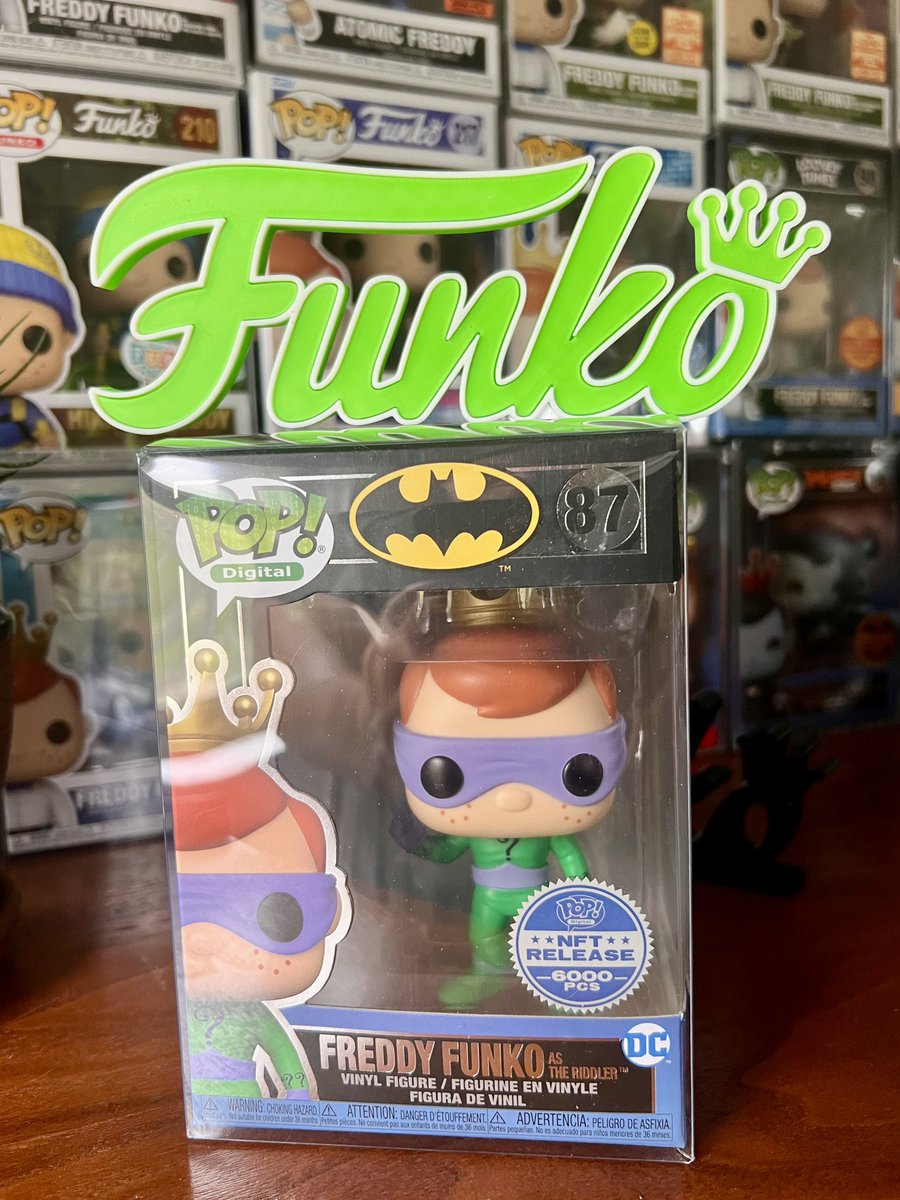Day 24 of #OneFreddyADay Freddy Funko as the Riddler, NFT release 6000 pcs. Now that I think about it, there is a ton of these out there 😂 Still a great looking pop for any DC fan 🔥🔥 I got on a Freddy kick about a year ago. Can’t have enough @OriginalFunko #FunkoNFT #Batman