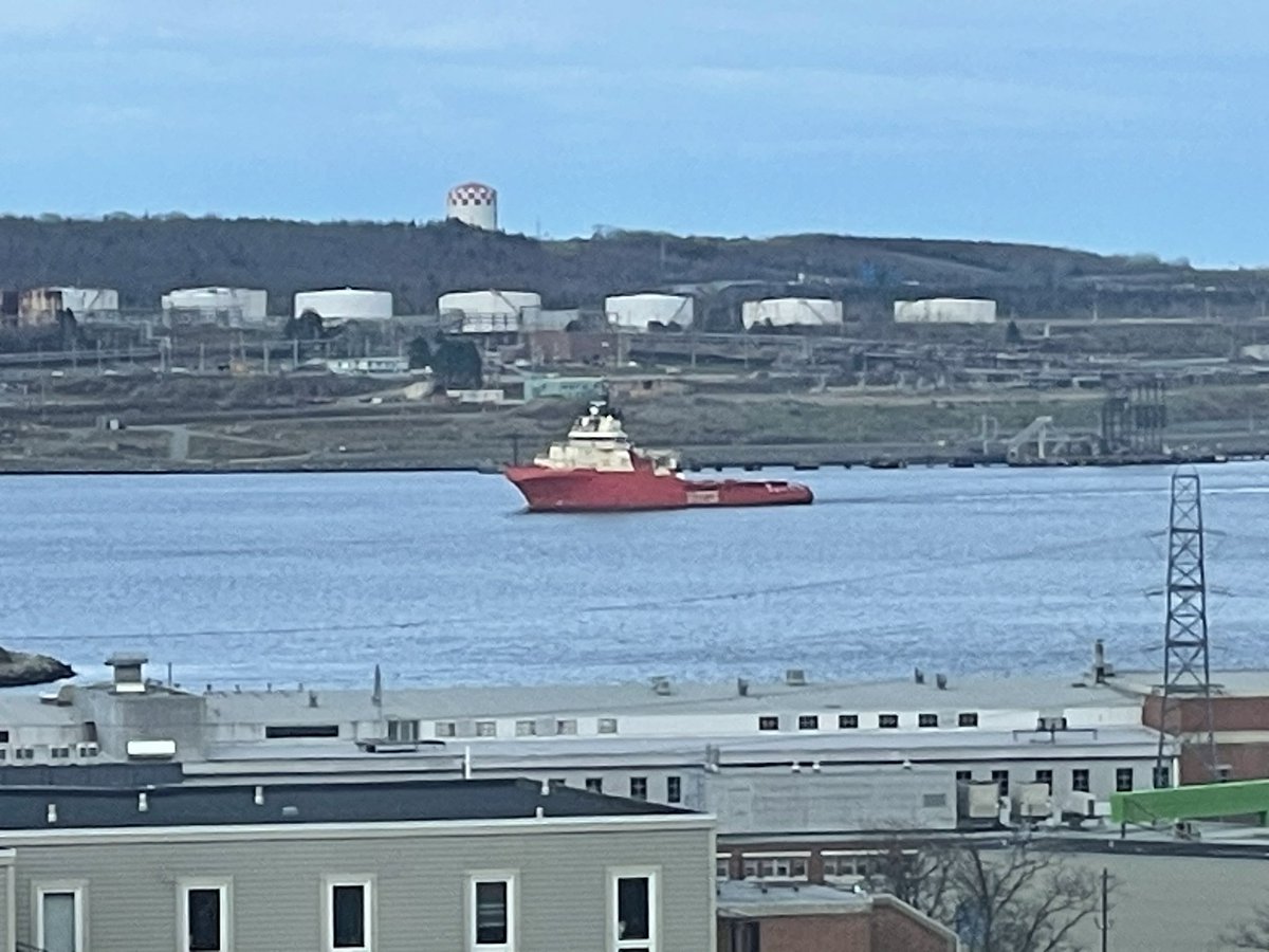 *squints* Oceanex or Coast Guard? *opens the Google Machine* oh, neither! Lol. The Atlantic Osprey is an offshore supply vessel and tug, built right here in Halifax about 20 years ago! She’s been puttering around the harbour all day.