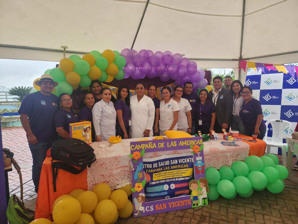 #ElNuevoEcuador | Personal del Centro de Salud San Vicente del Distrito 13D11 del Ministerio de Salud Pública, realiza Lanzamiento de campaña Las Américas, programa escolar en conjunto con los Centros de Salud Chita, Canoa y Salinas y el GAD San Vicente.