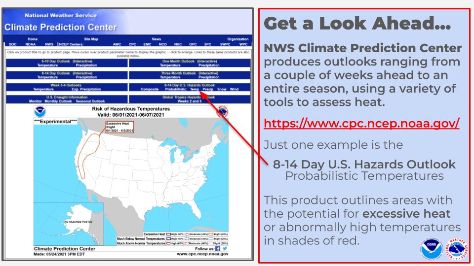 Did you know that you can look ahead for excessive heat potential in your area? The Weather Prediction Center & Climate Prediction Center are 2 resources you can use. Find these forecasts & outlooks below: wpc.ncep.noaa.gov/heat_index.sht… cpc.ncep.noaa.gov #flwx #NIHHIS #HeatSafety