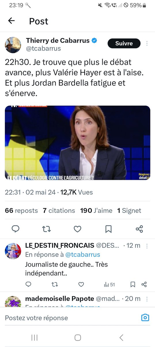 Mettre en avant un tweet de @tcabarrus soutien et militant de Macron ... comment dire que c'est limite niveau déontologie !
Le militant 'Thierry' n'a eu de cesse de Tweeter toute la soirée ! 
Il vous a demandé de passer son tweet @Ben_Duhamel ? 

#debatBFMTV