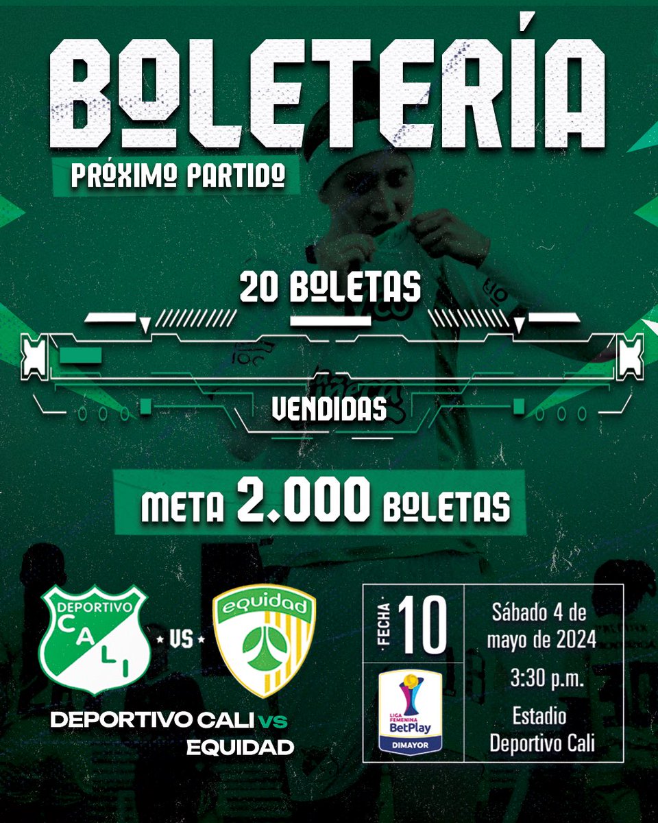 💥 ¡Llegar a la meta es nuestro propósito! El fútbol en casa no se detiene y nuestras verdiblancas merecen TU APOYO. Apoya al equipo y sigamos demostrando porque somos la mejor hinchada del fútbol colombiano. 👇 🎟️ bit.ly/4biBrpZ