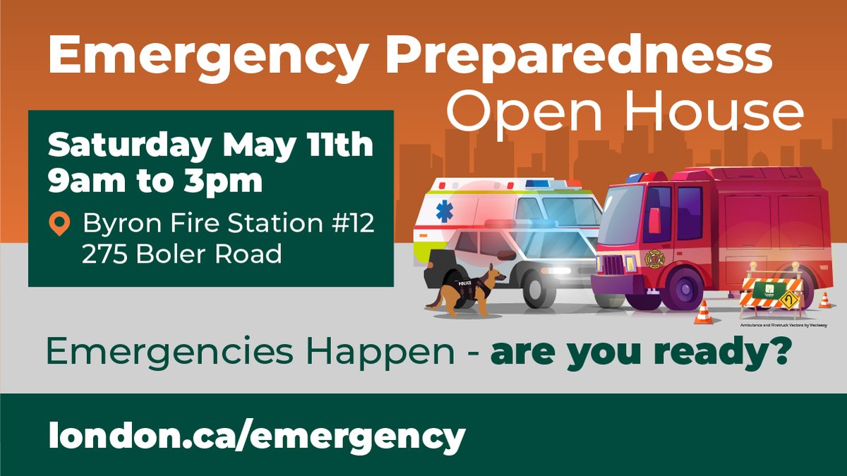 Join us at the annual Open House at the EOC on Saturday, May 11! Be sure to save the date and bring the whole family. Tour the facility, check out cool emergency vehicles, meet the first responders and partake in the fun activities! #FamilyFun london.ca/emergency #ldnont
