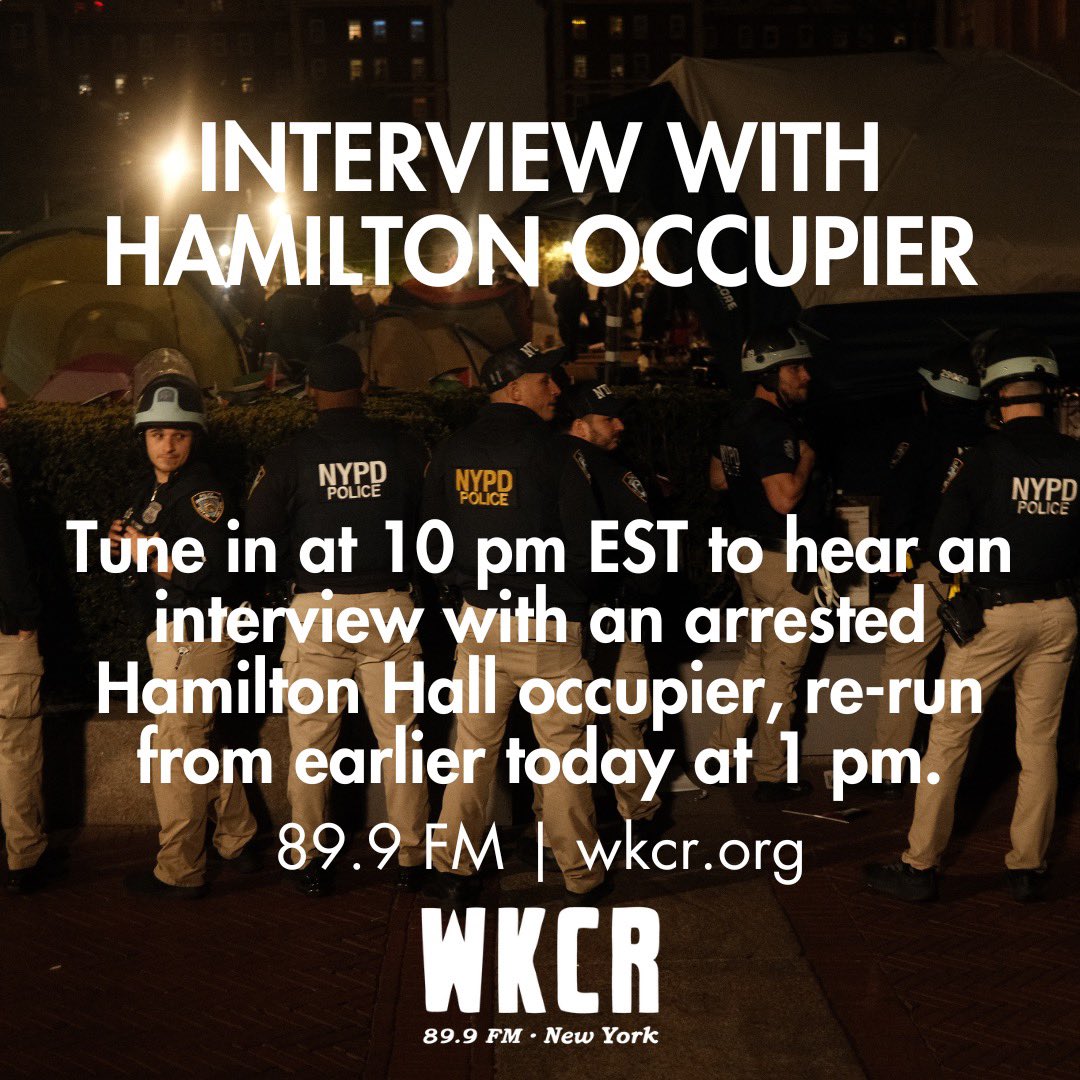 Tune in today to listen to this exclusive rerun. 89.9 FM & WKCR.org