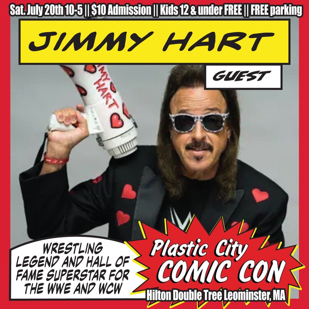 I've always said that Comics and Wrestling go together like chocolate and peanut butter! We have the greatest wrestling manager of all time joining us on July 20th!! $10 Admission!! @RealJimmyHart @PlasticCityCon