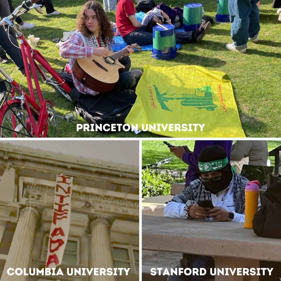 There are prominent displays of symbols, flags, and slogans of terrorist groups at U.S. campuses.   Princeton: A Hezbollah flag. Stanford: An individual wearing a Hamas headband. Columbia: An “intifada” banner hung from an academic building.   Who is funding these activists?