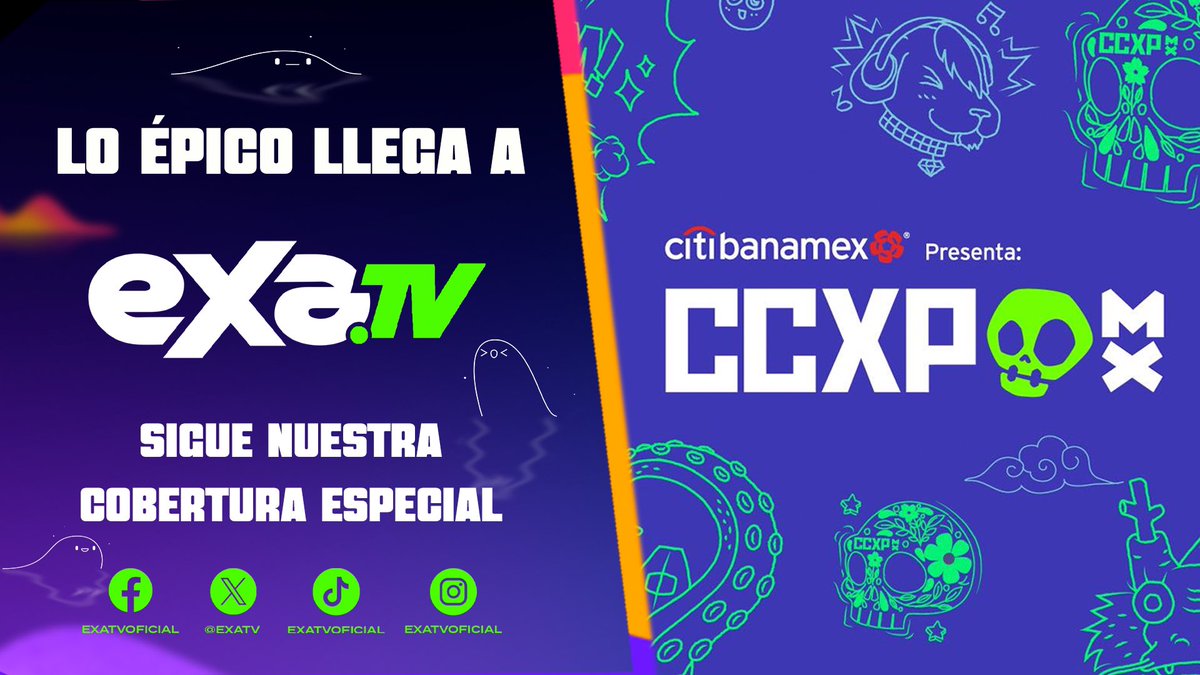 ¡Será ÉPICO! 👾 Te traeremos la cobertura de la 1era edición de #CCXP en México para que no te pierdas la epicidad y vivas junto con nosotros todas las actividades de tus pelis, cómics y videojuegos favoritos. 🍿💥🎮 #ExaTvEnCCXP #CCXP24 #ccxpmexico