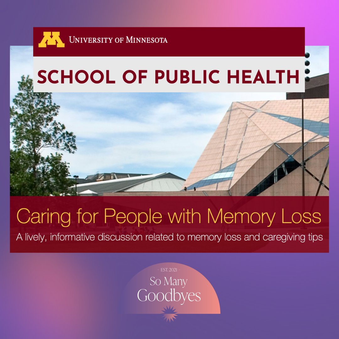 It’s free. It’s fabulous. I’ve had the honor of presenting at the Caring for People with Memory Loss Conference at the @UMNews a couple of times... and I can attest this opportunity is worth your time. 💜 sph.umn.edu/events-calenda… #Alzheimers #dementia #Caregivers @UMNCHAI