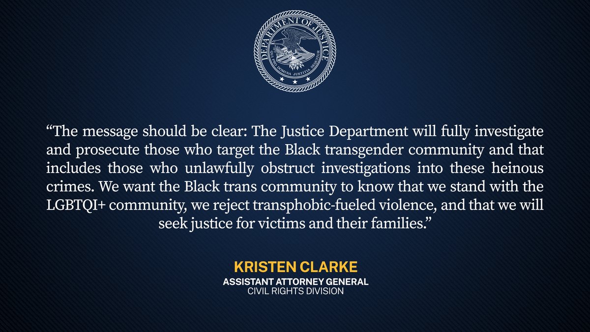 South Carolina Man Sentenced for Obstructing Justice in the Murder of a Black Transgender Woman 🔗: justice.gov/opa/pr/south-c…