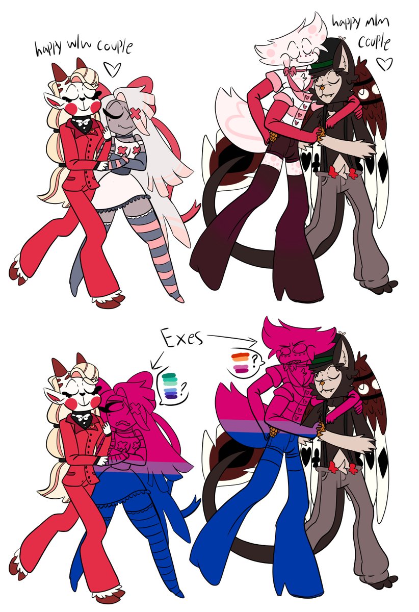 Sometimes I remember that Vaggie and Angel used to be a couple during the Zoophobia days and it never fails to make me laugh #HazbinHotelFanart #HazbinHotel