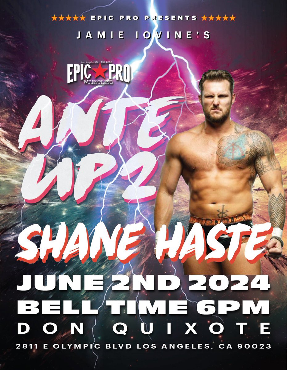 🚨TALENT ANNOUNCEMENT🚨 Shane Haste will be at @Jamie_iovine's Ante Up 2 on June 2nd at @DonQuixoteLA in Los Angeles! Get your tickets now! tinyurl.com/epjianteup2