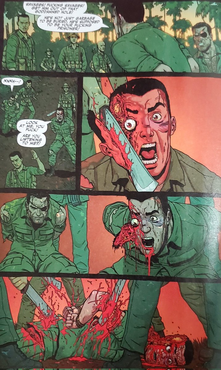 Garth Ennis is THE best Punisher writer. MP's have orders to kill all the dogs because of 'rabies' and Punisher saves his soldiers dog, Sammy. Nick Fury has been captured by the Viet Cong and sold off for information he knows. It's Punisher's job to get him back or kill him.