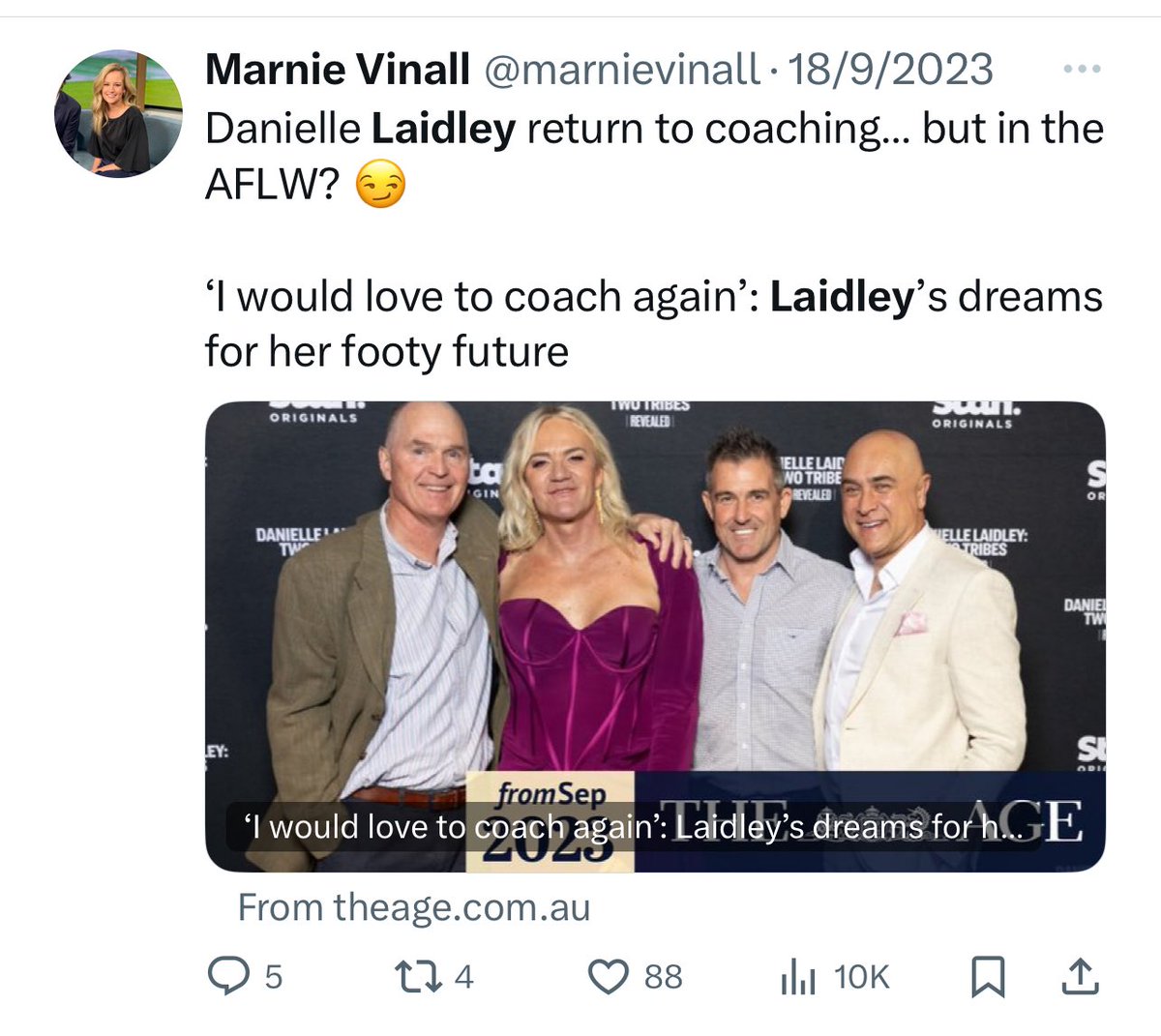 Tarryn Thomas doesn’t deserve a spot on any list and hope EFC don’t go down that path…but there’s a lot of hypocrisy around. People want change, but aren’t willing to let TT change and at the same time celebrate&support Laidley because she’s got courage and is a trailblazer 🤣🤦🏼‍♂️