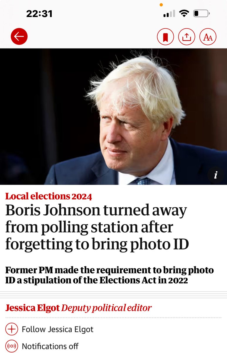 Not the first time he breaks the rules he makes Boris Johnson turned away after forgetting to bring photo ID, a requirement that is a stipulation of the Elections Act which he introduced in 2022 while still in Downing Street.