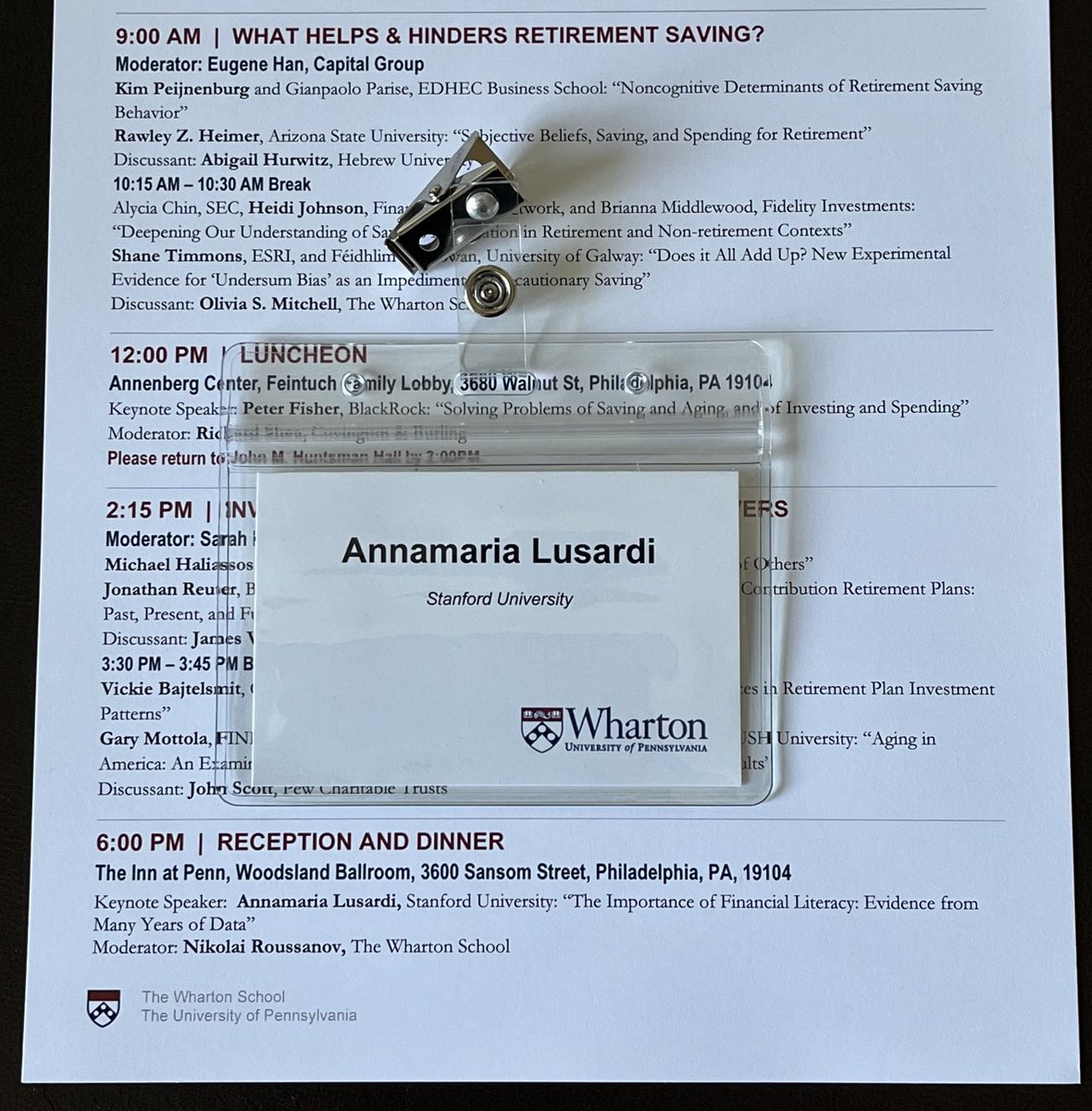 Annamaria Lusardi (@dr_annalusardi) on Twitter photo Excited to be at <a href="/Wharton/">The Wharton School</a> today and looking forward to delivering a keynote at the Pension Research Council’s annual conference . Thanks <a href="/OS_Mitchell/">Olivia S. Mitchell</a> for inviting me. Excited to be at <a href="/Wharton/">The Wharton School</a> today and looking forward to delivering a keynote at the Pension Research Council’s annual conference . Thanks <a href="/OS_Mitchell/">Olivia S. Mitchell</a> for inviting me.