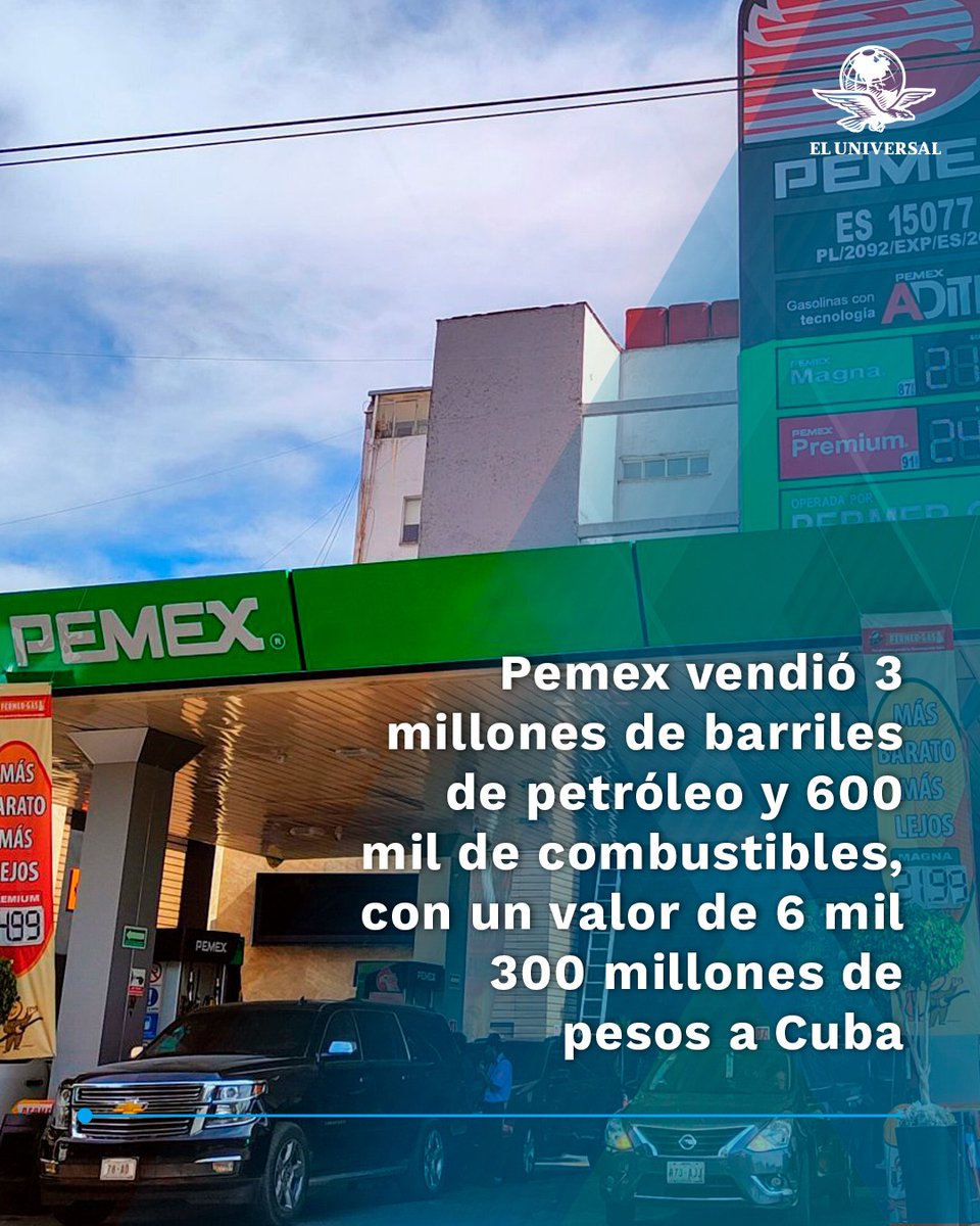 Pemex reconoció ante la Comisión de Valores y Bolsa de Estados Unidos que vendió petróleo y gasolinas a Cuba, de acuerdo con un reporte al que accedió EL UNIVERSAL. 👉 tinyurl.com/yuo82kba