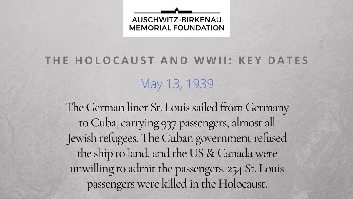 #otd May 13, 1939: Cuba, the US, and Canada refuse to admit Jewish refugee passengers of German ocean liner St. Louis. All 254 were later murdered in the #Holocaust. #wwii #holocausthistory