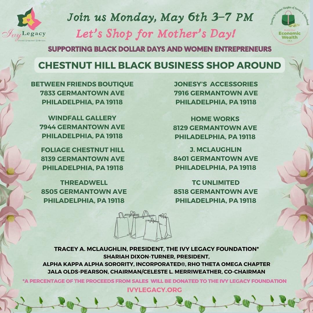 Join us for an exciting event on Monday, May 6th🗓️! Get ready to support Black and Women-owned businesses from 3-7 PM. Enjoy some refreshments while you shop. We can’t wait to see you there! 💕💚🛍️