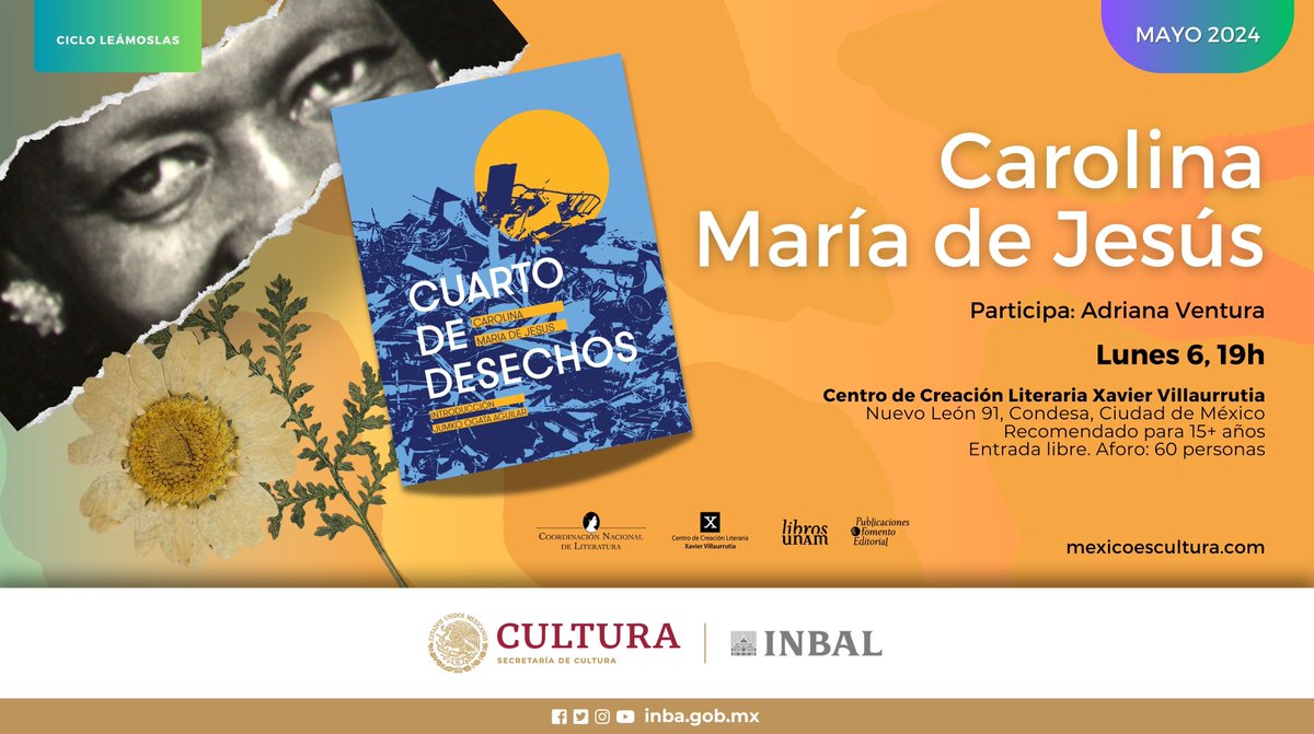 Adéntrate en el fascinante mundo de la literatura latinoamericana con el Ciclo Leámoslas! Esta vez, te invitamos a descubrir el 'Cuarto de desechos', de Carolina María de Jesús, una obra que te transportará a conocer las favelas de Brasil. 🗓️ Lunes 6 de mayo | 19 h 📍 @CCLXV.