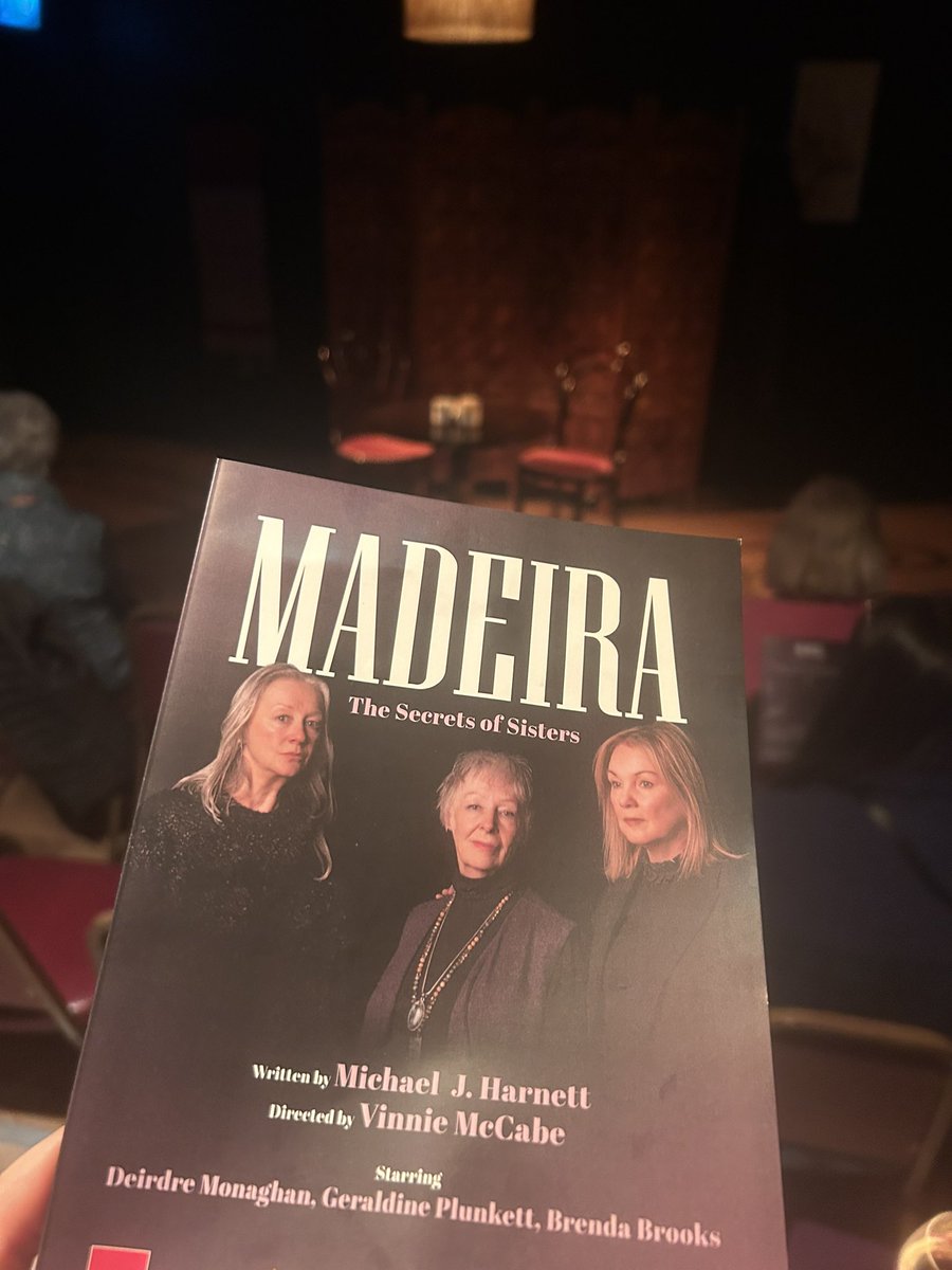 Really enjoyed #Madeira at @VikingTheatre this evening. A very engaging play about family dynamics between sisters. Well done to the cast of Geraldine Plunkett, Deirdre Monaghan & Brenda Brooks & the writing of Michael J Harnett & direction of Vinnie McCabe 🎭