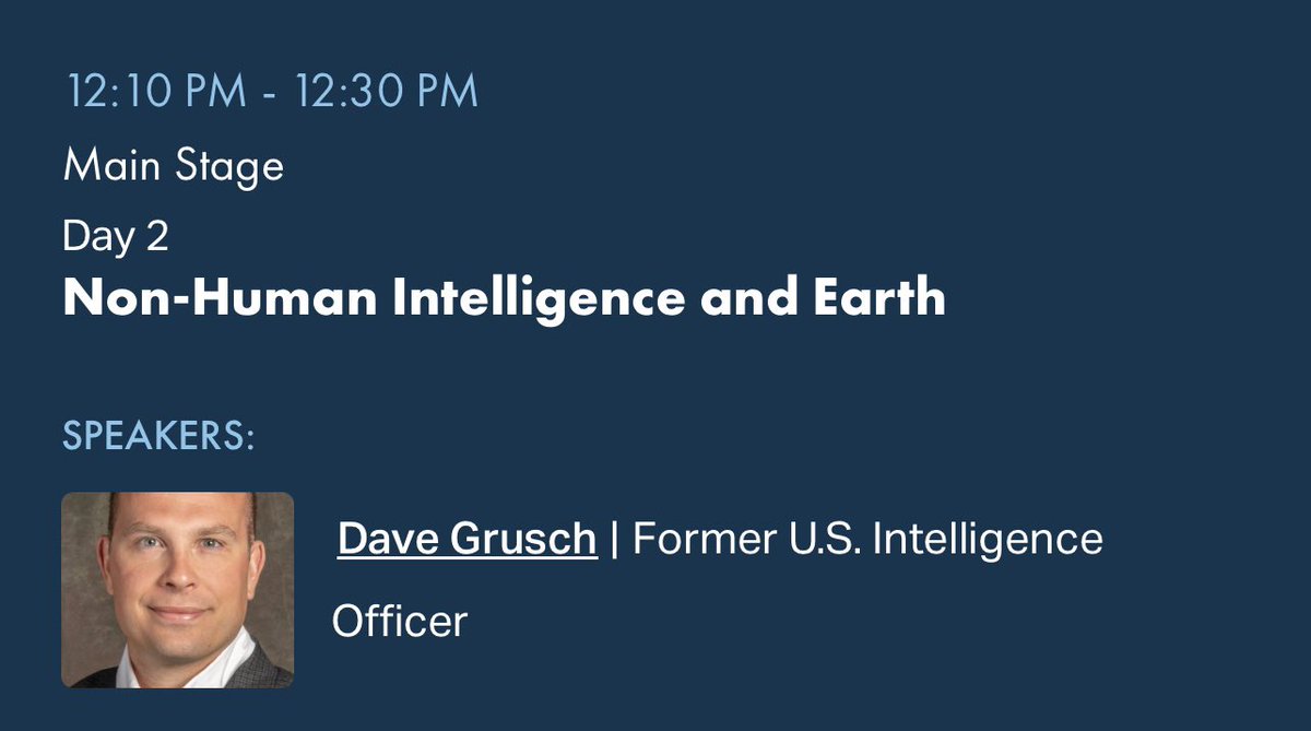 David Grusch will discuss “Non-Human Intelligence & Earth” during a speaking engagement at the SALT Conference in New York City on May 21st. salt.org/speakers/dave-… #ufox #ufotwitter #ufo h/t: @wow36932525