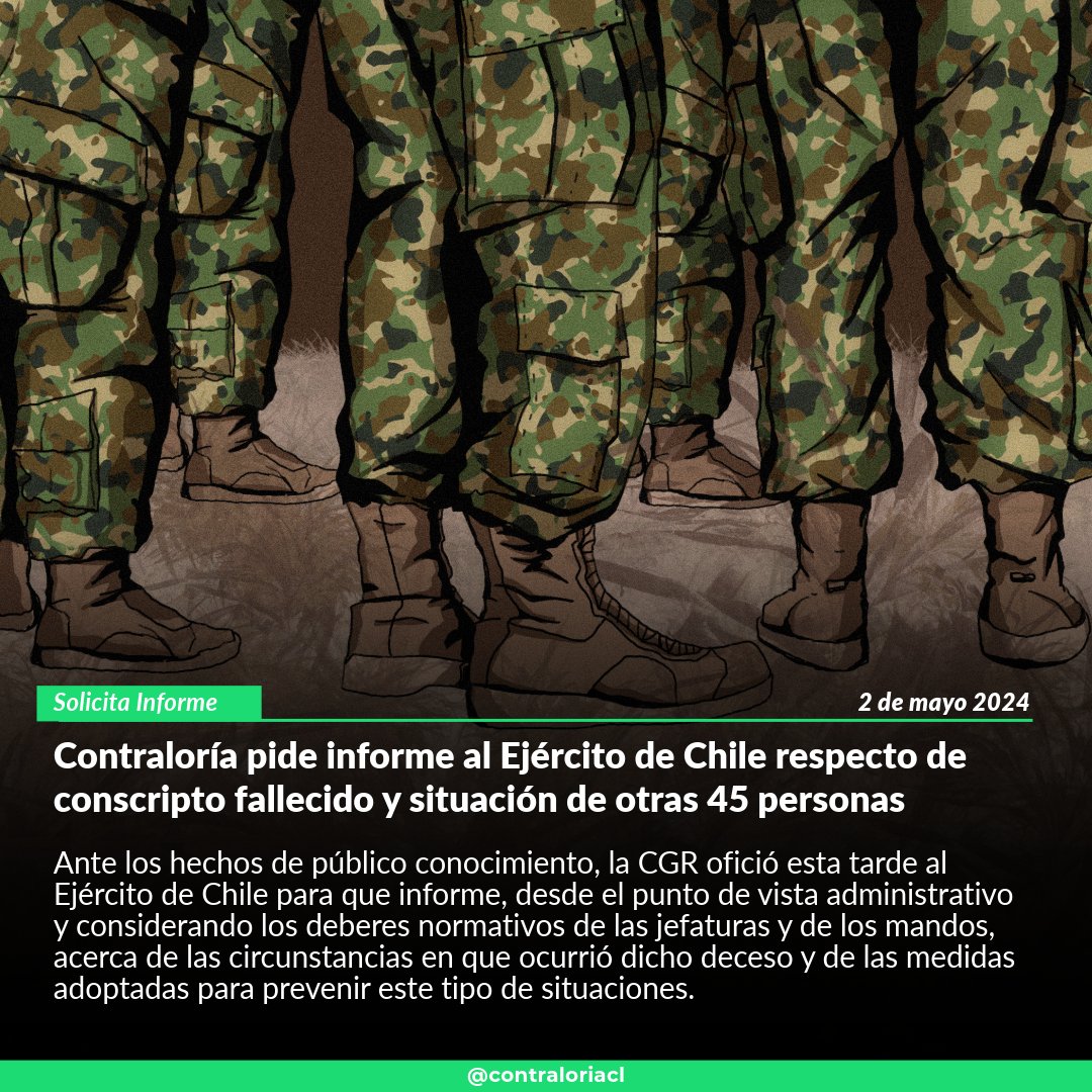 🔴 Hemos notificado al @Ejercito_Chile requiriendo un informe detallado respecto de hechos que afectaron a soldados de la Brigada Motorizada N° 24 “Huamachuco” de Putre, dependiente de la VI División de dicha entidad.