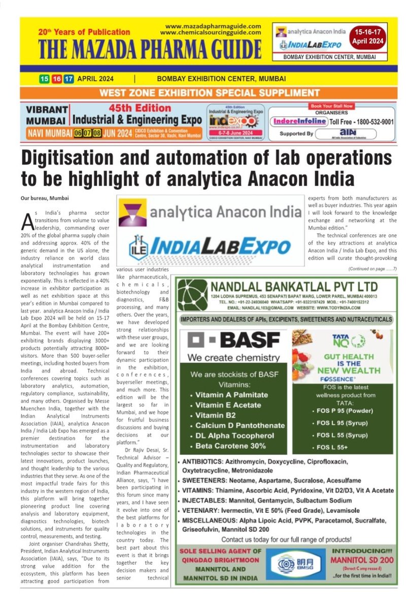 Kiran Raheja (@kiranraheja1) on Twitter photo Mazda Pharma Guide is now in its 20th Successive Year and other than Subscribers it reaches out to Creme Industry people through Pharma and other Pharma related Exhibitions accross India.
Advertise and Reach out to Creme Audience
E: kiran.mazdapublications@gmail.com Mazda Pharma Guide is now in its 20th Successive Year and other than Subscribers it reaches out to Creme Industry people through Pharma and other Pharma related Exhibitions accross India.
Advertise and Reach out to Creme Audience
E: kiran.mazdapublications@gmail.com