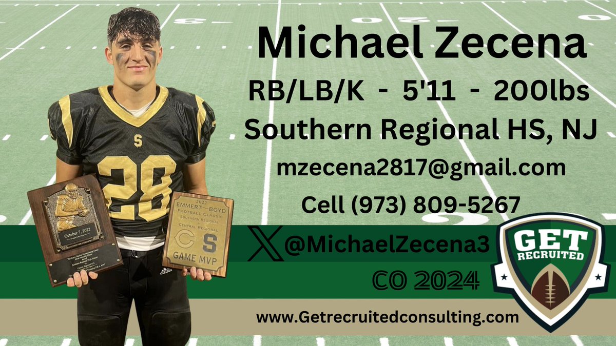 Michael Zecena - CO 2024 - RB/LB/K - 5'11 200lbs - 3.4 GPA - Fluid, Smooth, Fast, Tough, & Competitive - Profile: getrecruitedconsulting.com/recruit/michae… @PaceUFootball1 @FPUniversity @DiginMules @MoravianFB @Montclair_FB @AICFootball @SCSUFB @Coach_Brady @MichaelZecena3 @1of1lifeskills #coach