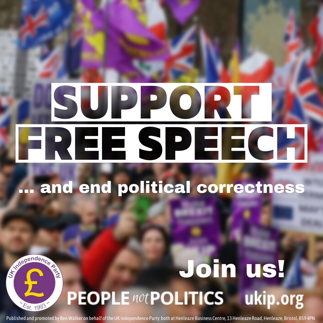 Support free speech and end woke, political correctness ...

#JoinUKIP at ukip.org/join