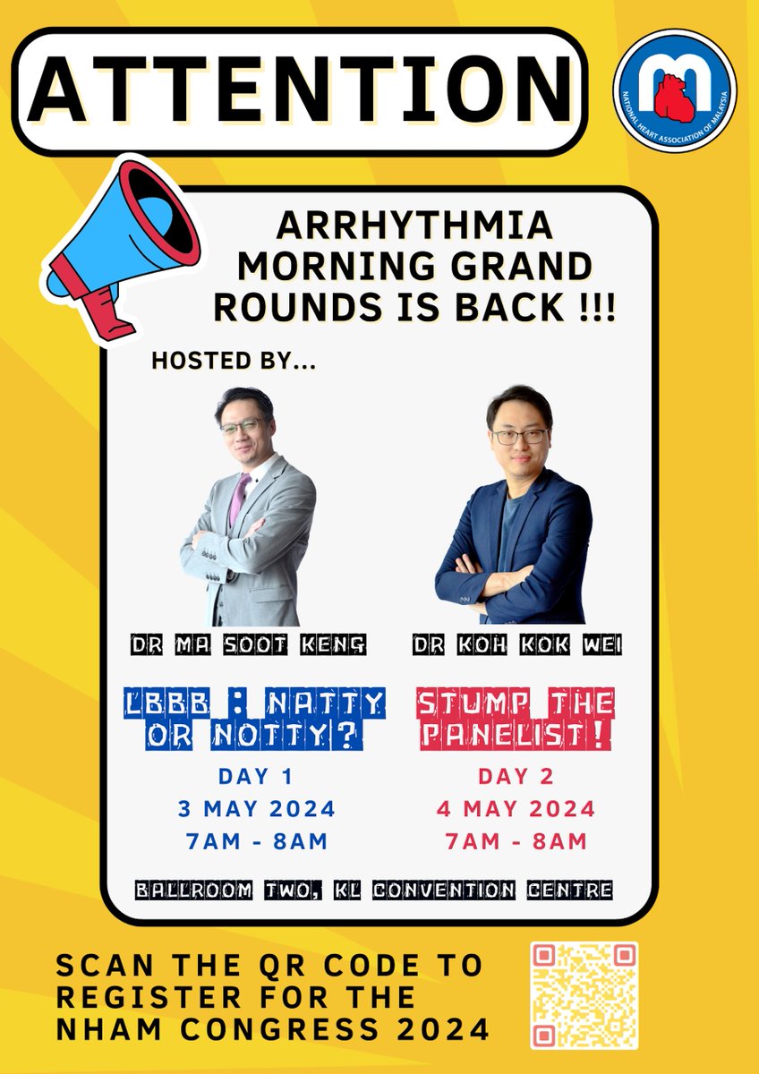 GOOD MORNING !!! Don't miss out on our Arrhythmia Morning Grand Rounds... hosted by our very own KINGS OF ECGs... @ECGTalk & @EPChitChat !!! LBBB.. Natty? Or Notty? Find out for yourself in Ballroom 2 at 0700h !!! #nham2024 #cardioX #cardiotwitter