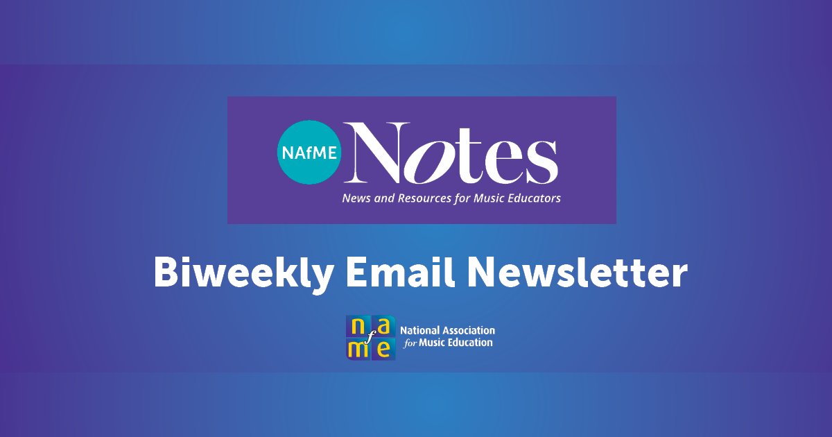 Check your email inbox for NAfME Notes! How to share your ideas and expertise nationally, learn about the National Study of Arts Education, summer planning ideas, and more. Search archives bit.ly/NAfMENotes Subscribe: bit.ly/NAfMESubscribe