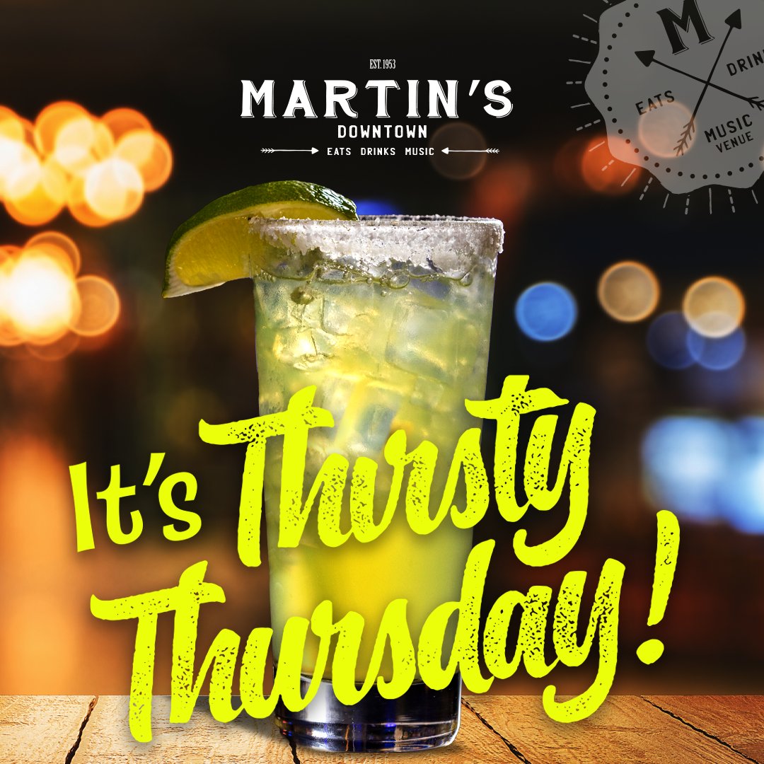 It’s thirsty Thursday!

Cheers to tomorrow being Friday!
Kick off Friday eve with a refreshing Margarita from Martin’s!

Why limit happy to an hour?

#MartinsDowntownJxn #Cocktails #Drinks #Beer