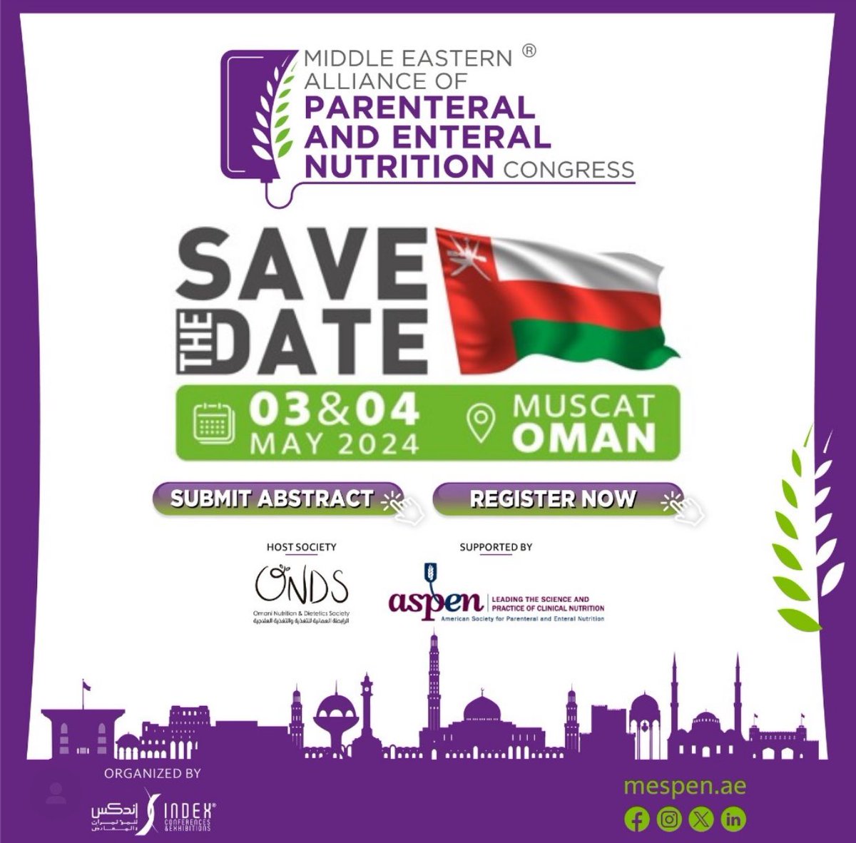 I'm delighted to one of the moderators 
the MEAPEN Congress 2024, on May 3rd & 4th, 2024 @Kempinski hotel, Muscat, Oman.
#MEAPEN2024
#NutritionResearch #nutrition #health #parenteralnutrition #onds #CME