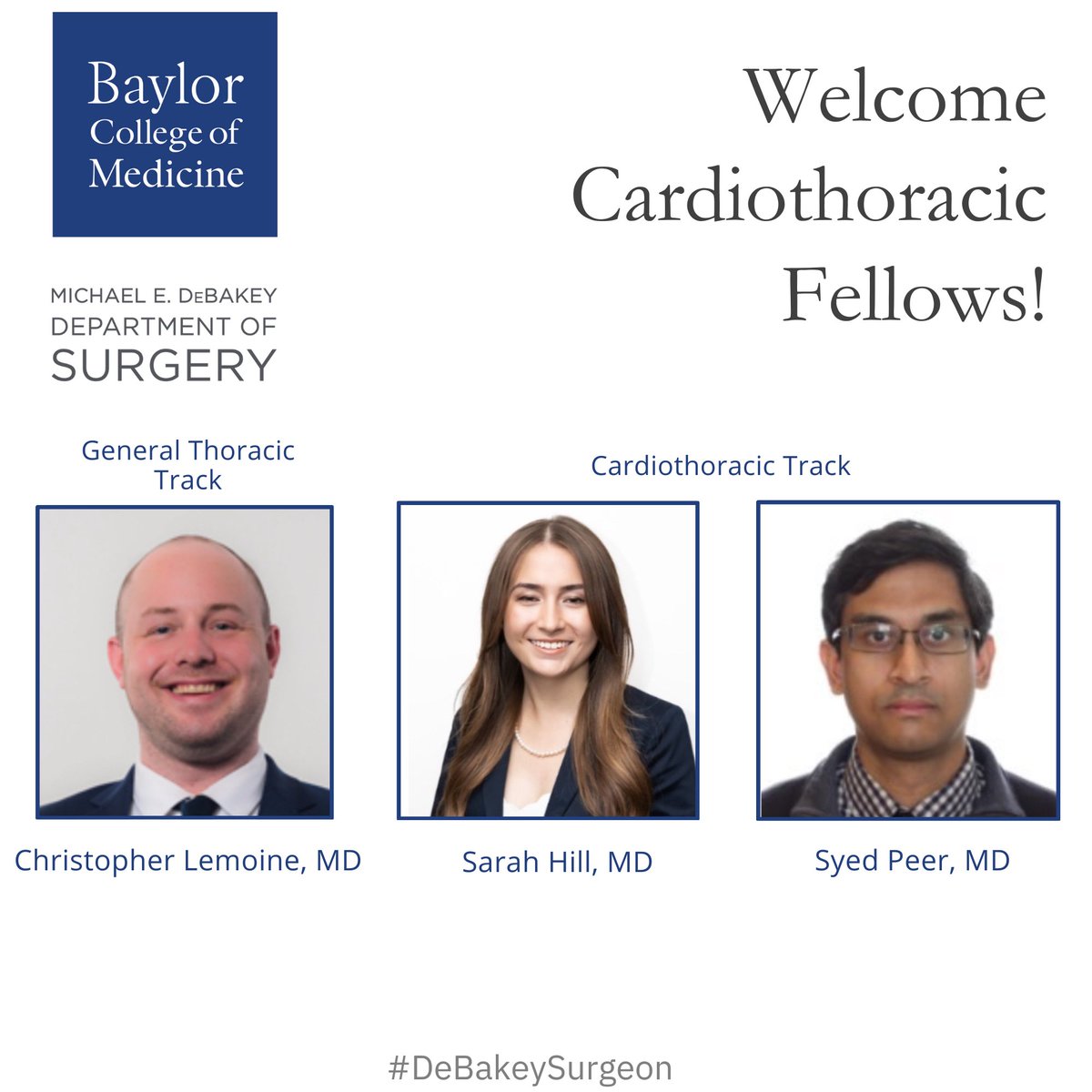 Very excited to welcome our newest Cardiothoracic Fellows! @DrRosengart @DrRaviGhanta @MarcMoonMD @DrShawnGroth @JCoselli_MD @vicenteorozco2 @LaurenBarronMD @RTaylorRipley @LorraineC_MD