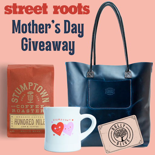 Help us raise $9K for new washers and dryers in our new building – we have $5,784 left to go! Anyone who gives before May 5 is could win:

Coffee and mug from @stumptowncoffee 
New handbag by @OroxLeatherCo 
$100 to @dollyolivepdx

Register & give at streetroots.org/wishlist.