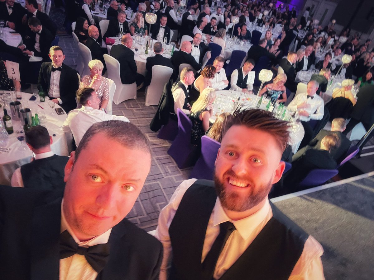 Managed to start a trend at the @BelTel Business Awards tonight taking a selfie on the edge of the stage with the winner of the pitch competition, won by  @rorysstaycation #BelTelAwards