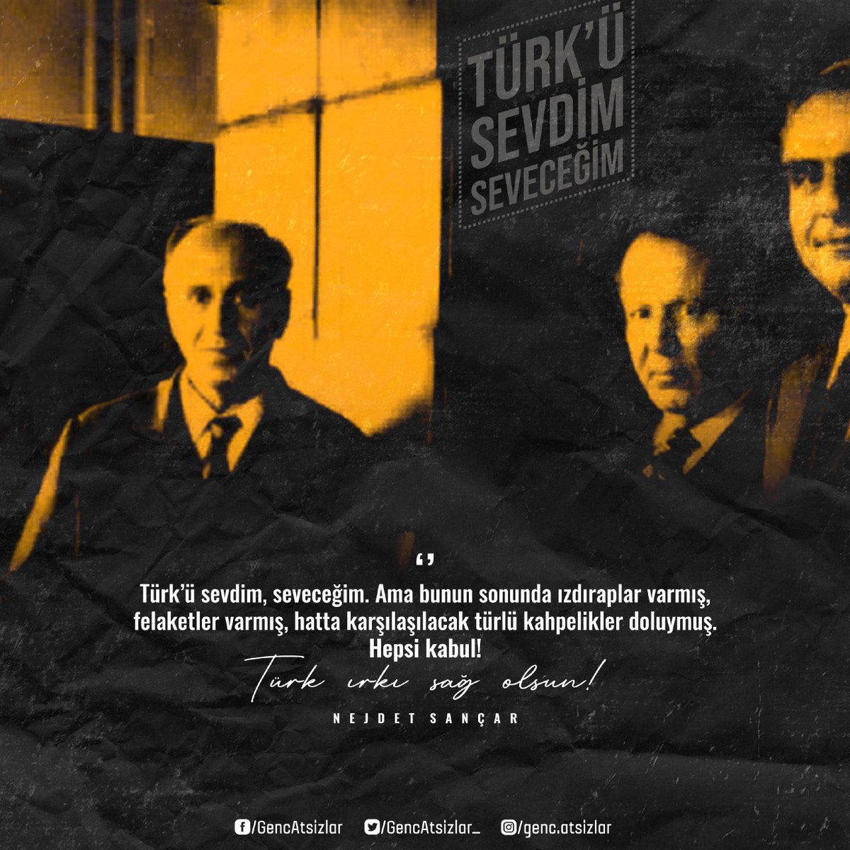 Türk ırkı sağ olsun!

#GençAtsızlar #HüseyinNihalAtsız #Atsız #AtsızınİzindeGençAtsızlar #3MayısTürkçülerGünü #3mayıs #NejdetSançar #AfşınSançar