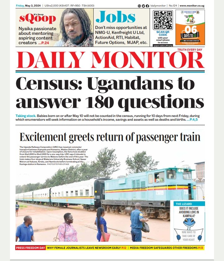 Census: Ugandans to answer 180 questions 
 epaper.nation.africa/ug
#MonitorUpdates