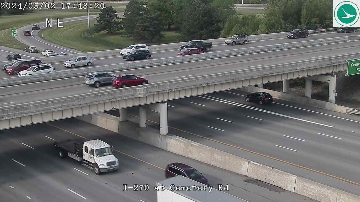 From @ODOT_Columbus - ACCIDENT on RIGHT berm of I 270 North at exit to #HilliardOH / Cemetery Rd.  #ColumbusOH #TrafficAlert