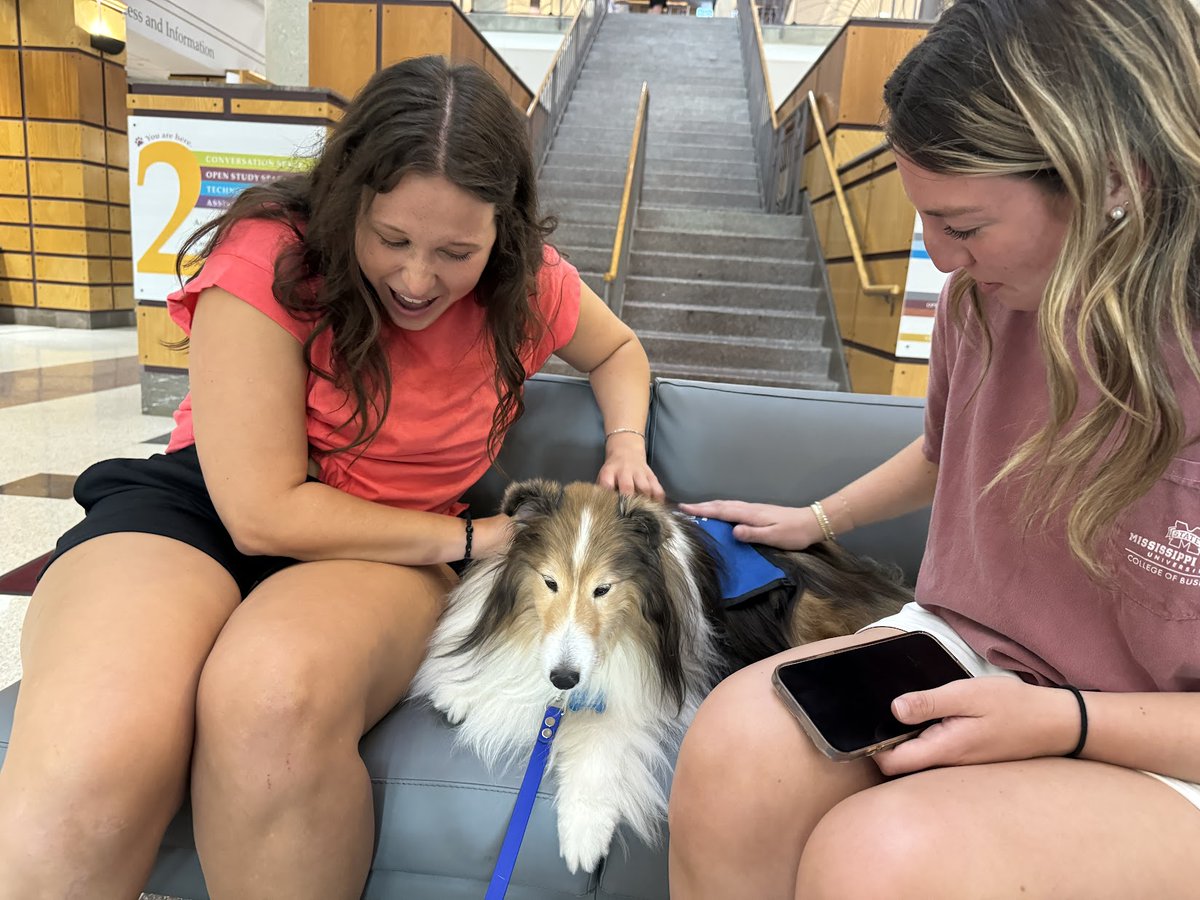 Any day therapy dogs visit the library is a great day! Thank you Quinn and Chellie for coming and destressing our students (and staff)! Throughout exams Quinn and his friend Kanga will come hang out. Stop by for some doggy therapy. We promise it will make you feel better!