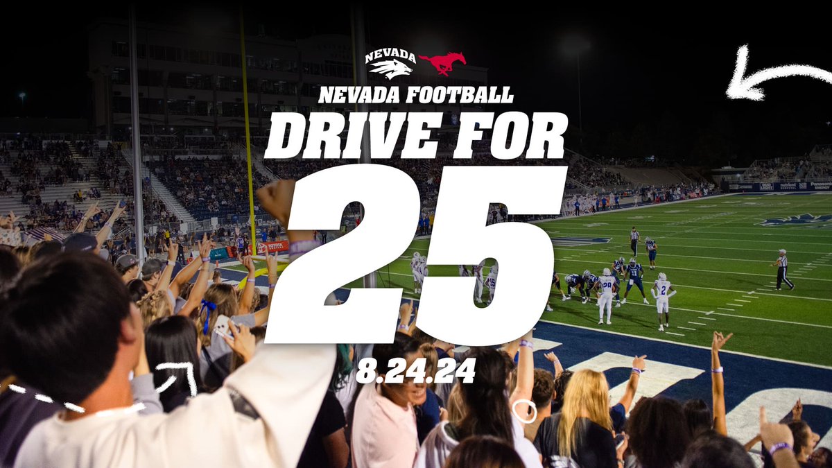 The 𝐃𝐫𝐢𝐯𝐞 𝐟𝐨𝐫 𝟐𝟓 continues 🚀 Make sure to secure your @NevadaFootball Season Tickets TODAY! 🎟️ | bit.ly/3uKRP33 #BattleBorn | #DriveFor25