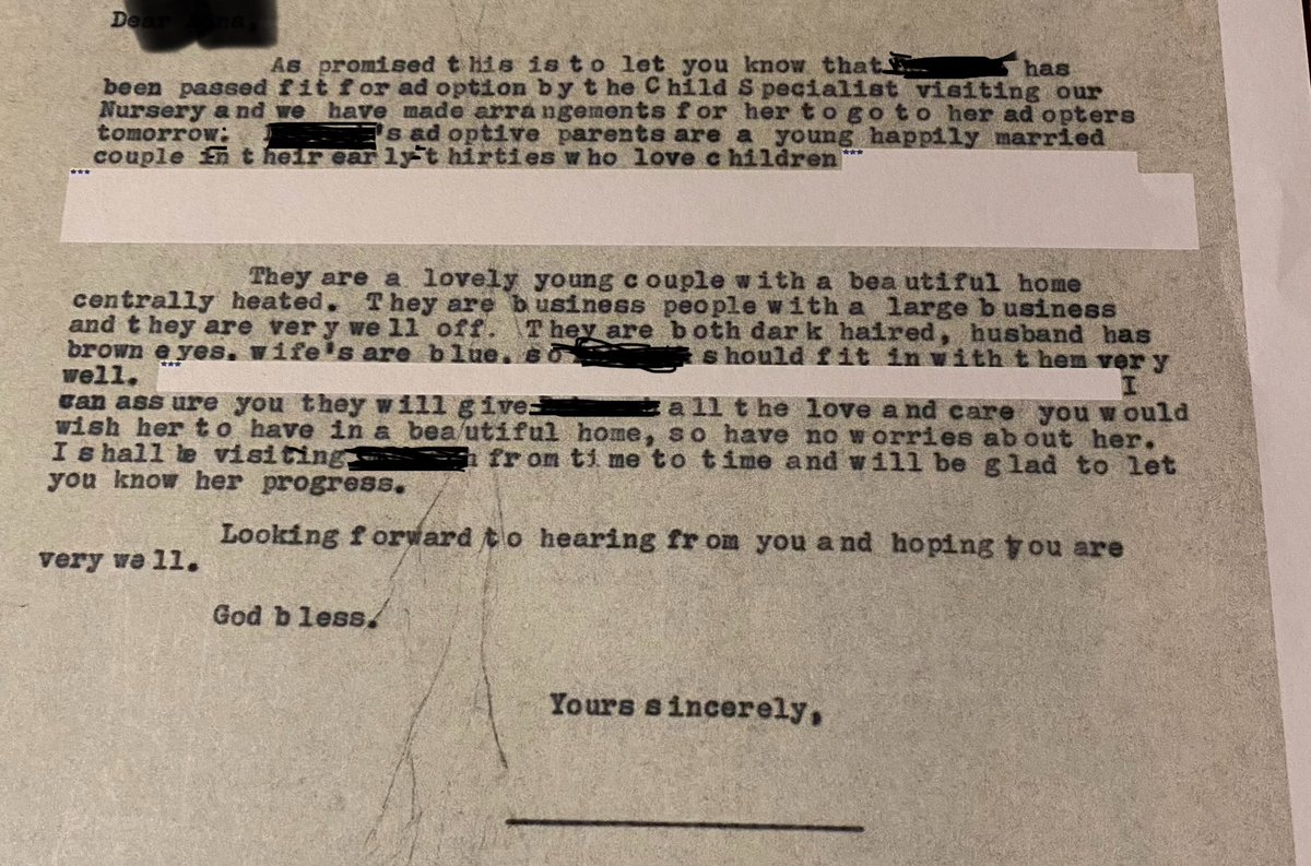 This letter fills me with such anger!
‘Passed fit for adoption’ 😡, akin to an animal.
The next day at the age of 7weeks & 3days old I was handed over to my adoptive parents.
#Bessboro
#motherandbabyhome 
#redress