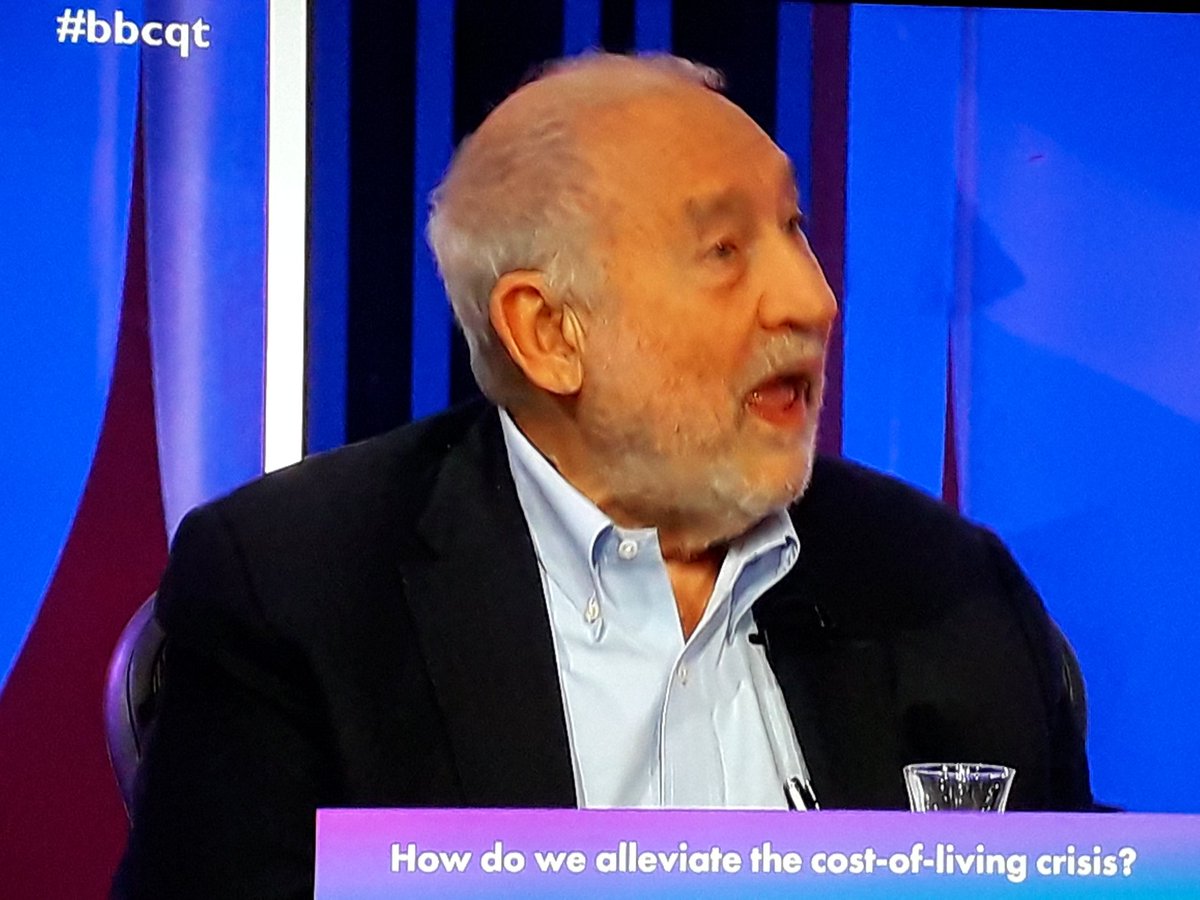 Did this bloke win his Nobel Prize for being a Tory stooge or has he never heard of Brexit? 

Unbelievable that he hasn't mentioned #BrexitDisaster for rising prices and cost of living.
#bbcqt